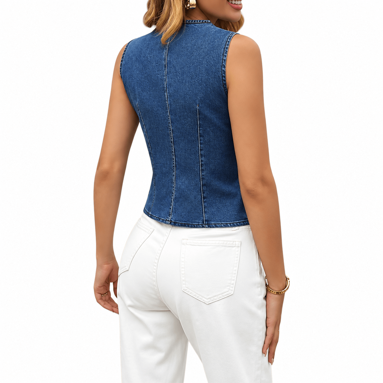 Women’s Asymmetrical Denim Vest
