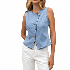 Women's Asymmetrical Denim Vest