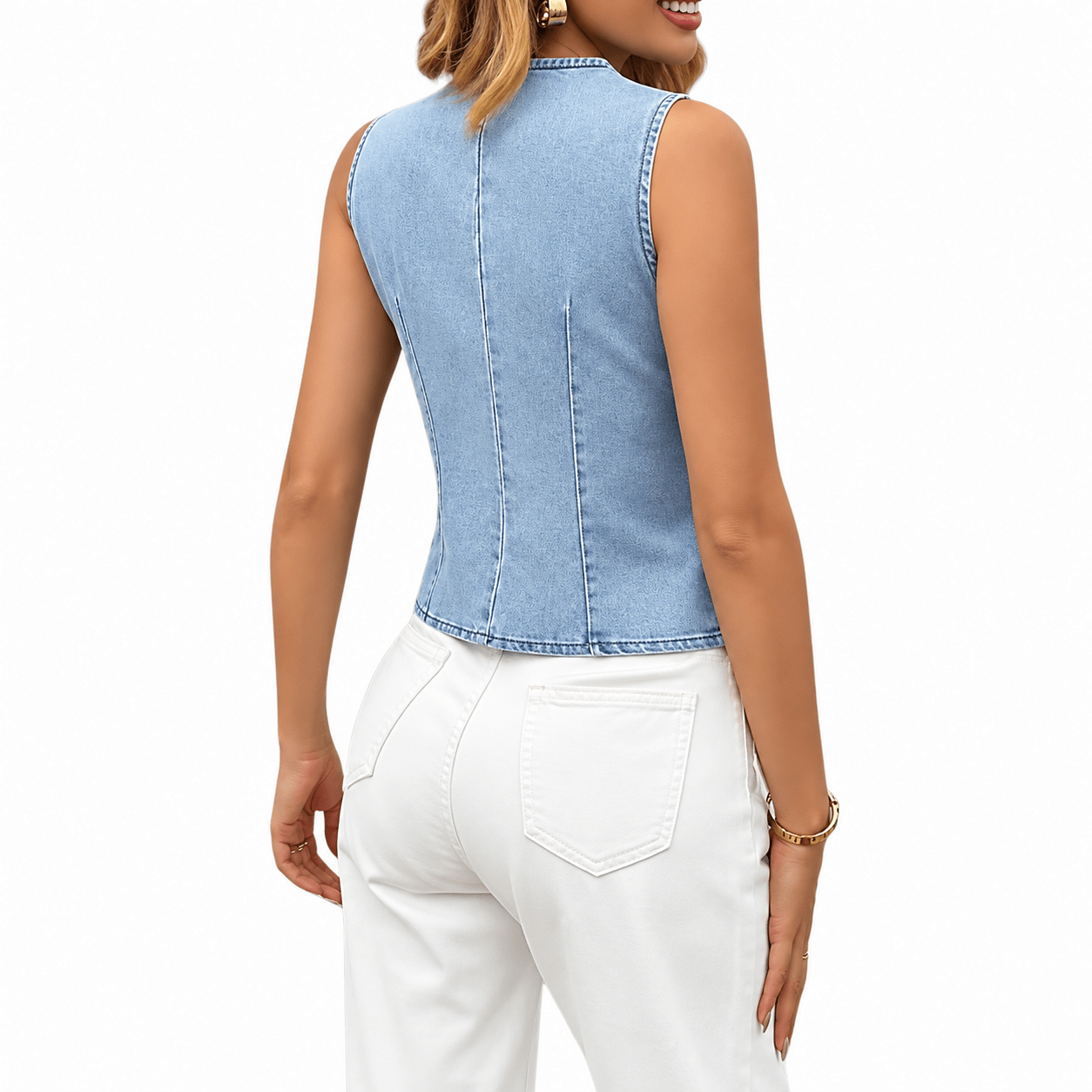 Women’s Asymmetrical Denim Vest