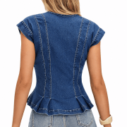 Women’s Denim Pleated Top