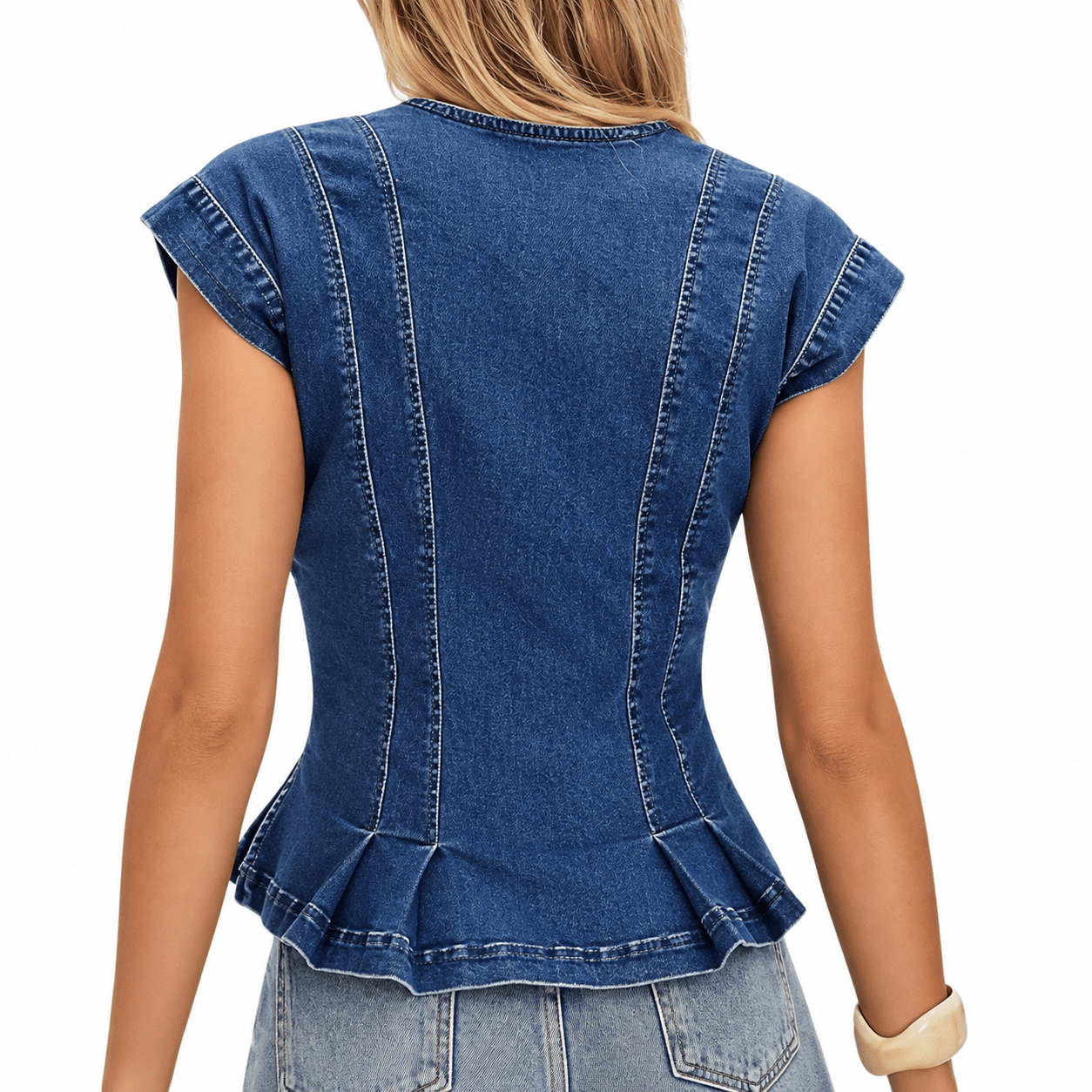 Women’s Denim Pleated Top