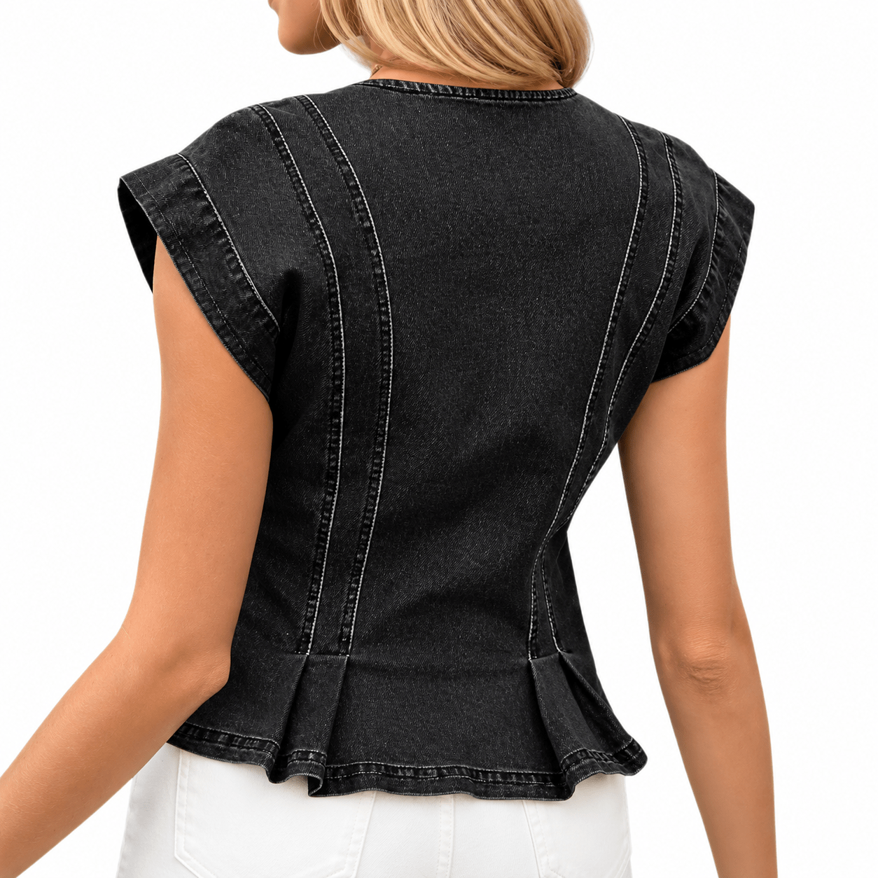 Women’s Denim Pleated Top