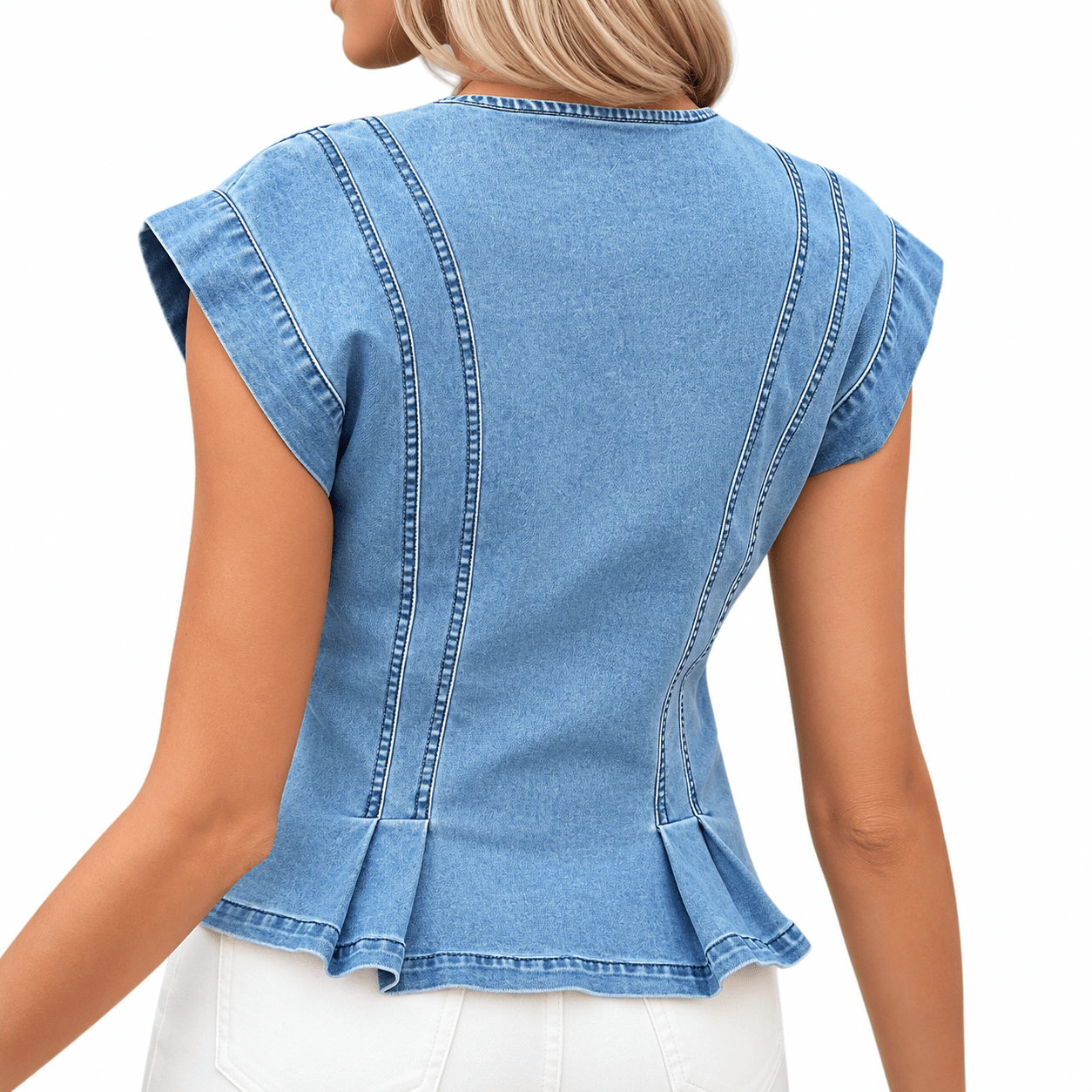 Women’s Denim Pleated Top