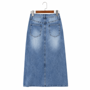 Vintage Flowy A-Line Long Jean Skirt