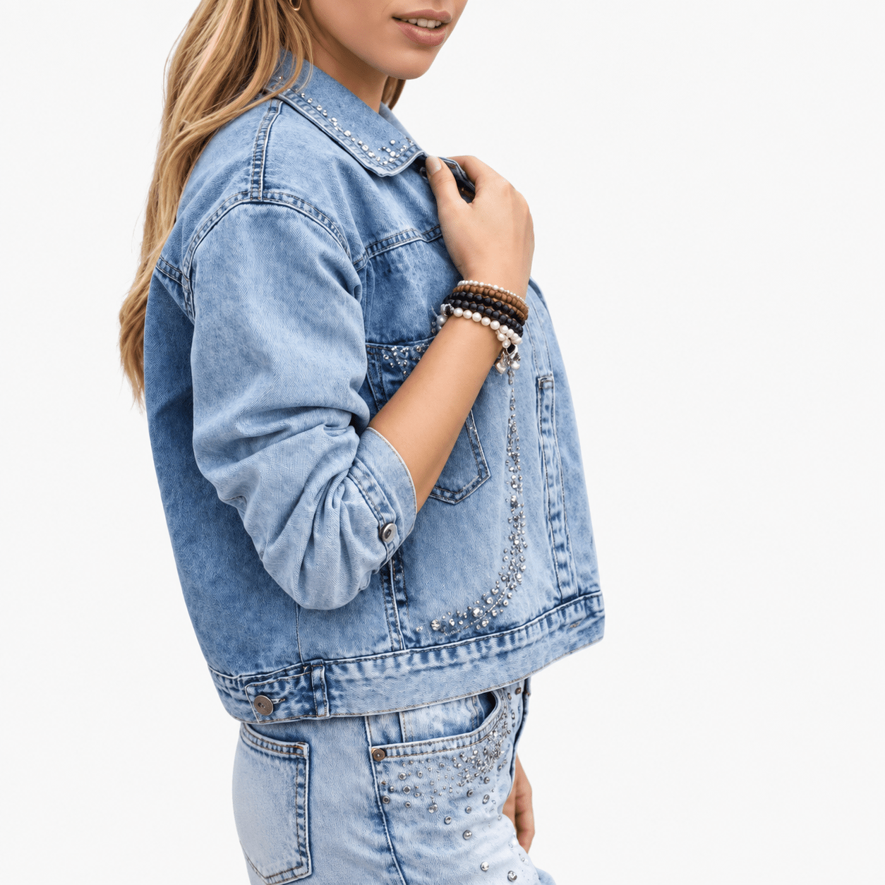 Women’s Rhinestone Studded Denim Jacket