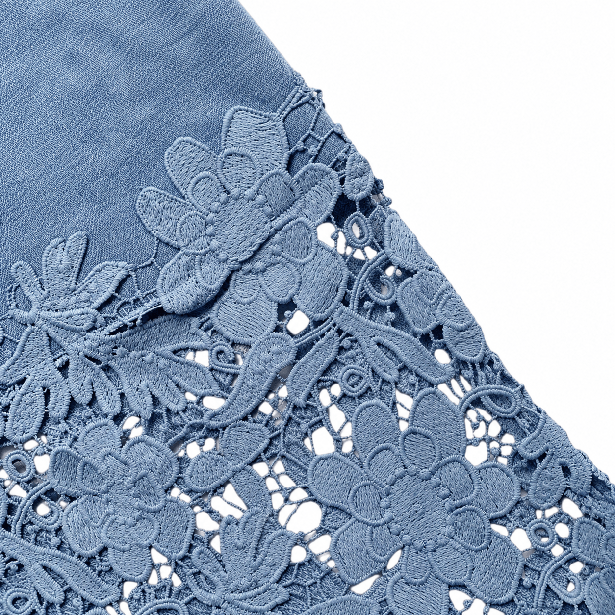 Women’s Lace Spliced Denim Midi Skirt