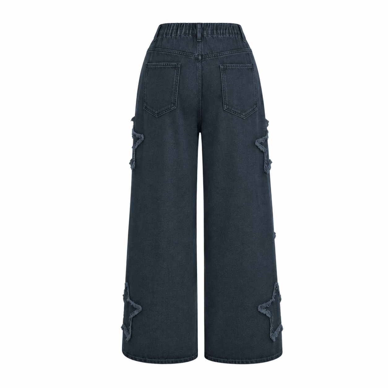 Women’s High Waisted Distressed Heart Pattern Wide Leg Jeans
