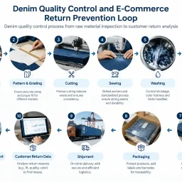 Denim quality control process from raw material inspection to customer return analysis
