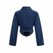 Women’s Fitted Denim Collar Corset Zip-Up Jacket