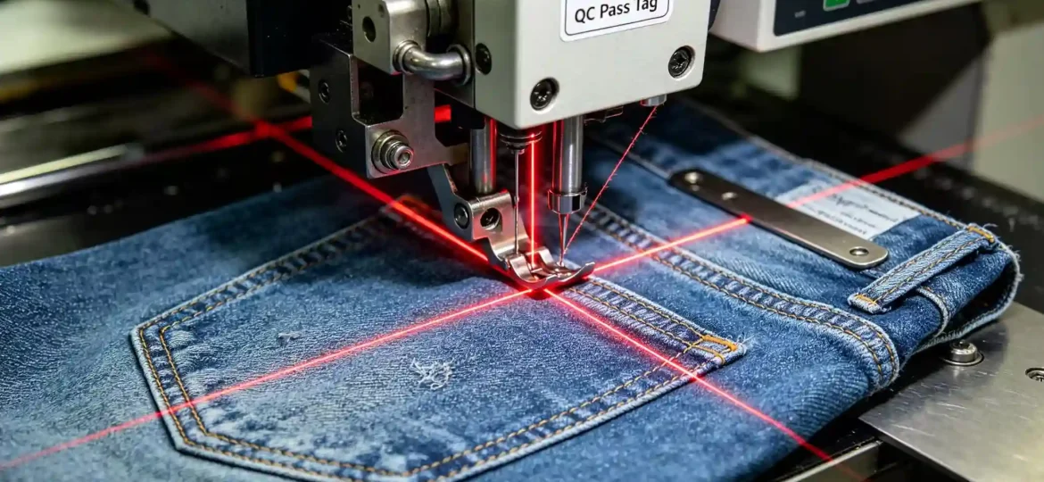 Denim sewing defects and quality control in professional garment manufacturing