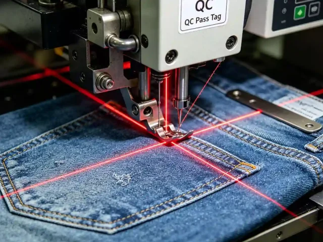 Denim sewing defects and quality control in professional garment manufacturing