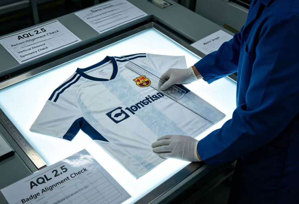 Custom sports jersey manufacturing quality control inspection