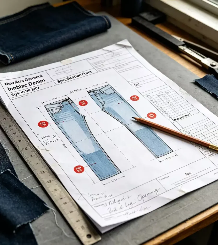 Custom Denim Jeans OEM ODM Manufacturing Tech Pack