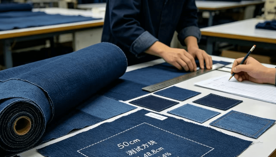 Denim fabric shrinkage testing