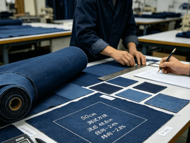 Denim fabric shrinkage testing