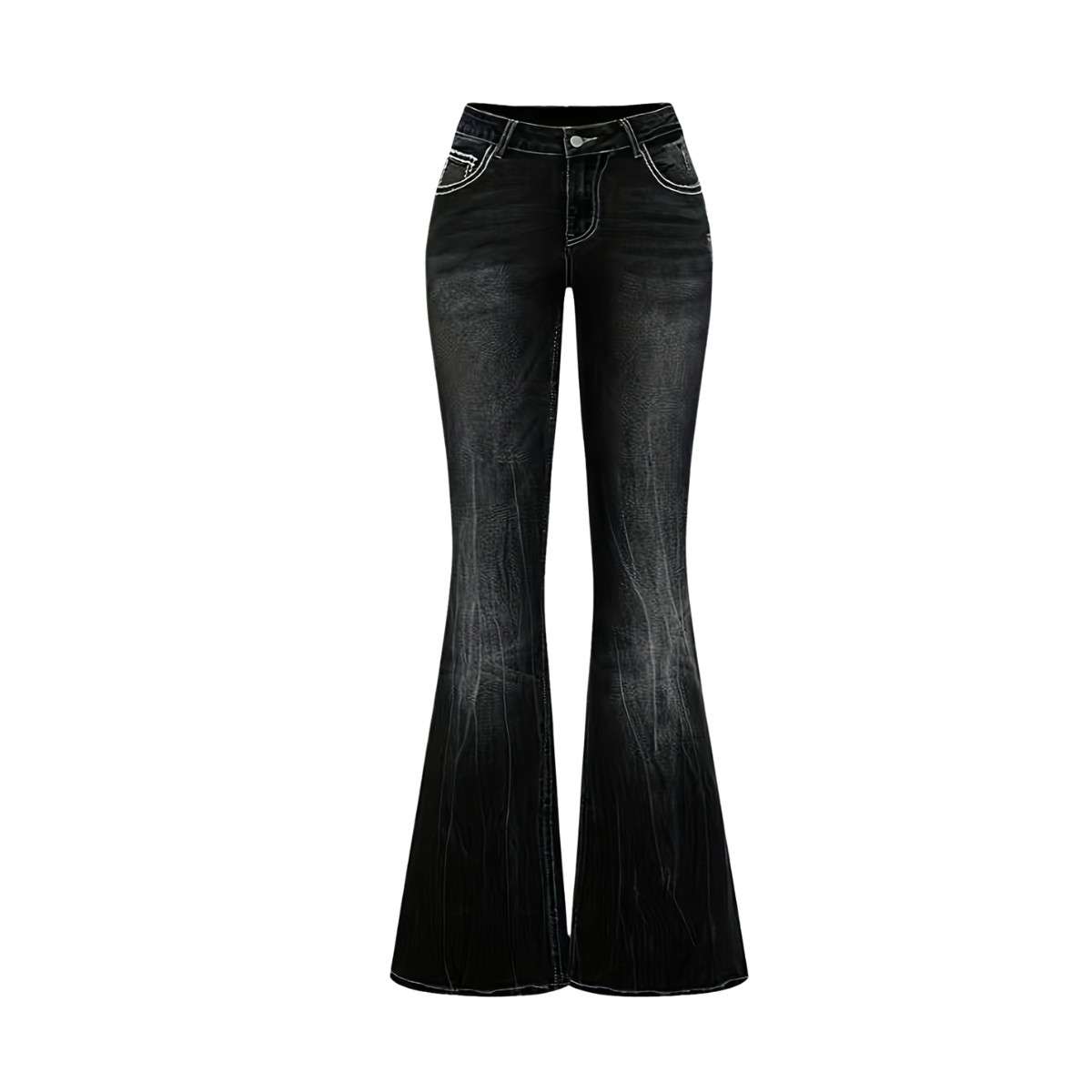 Women’s Embroidered Y2K High Waist Stretchy Flared Jeans