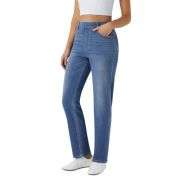 High Waisted Pull-On Straight Leg Jeans