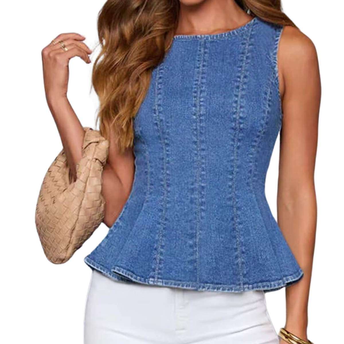 Women’s Denim Peplum Tank Top