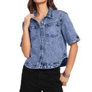 Women’s Casual Short Sleeve Denim Shacket