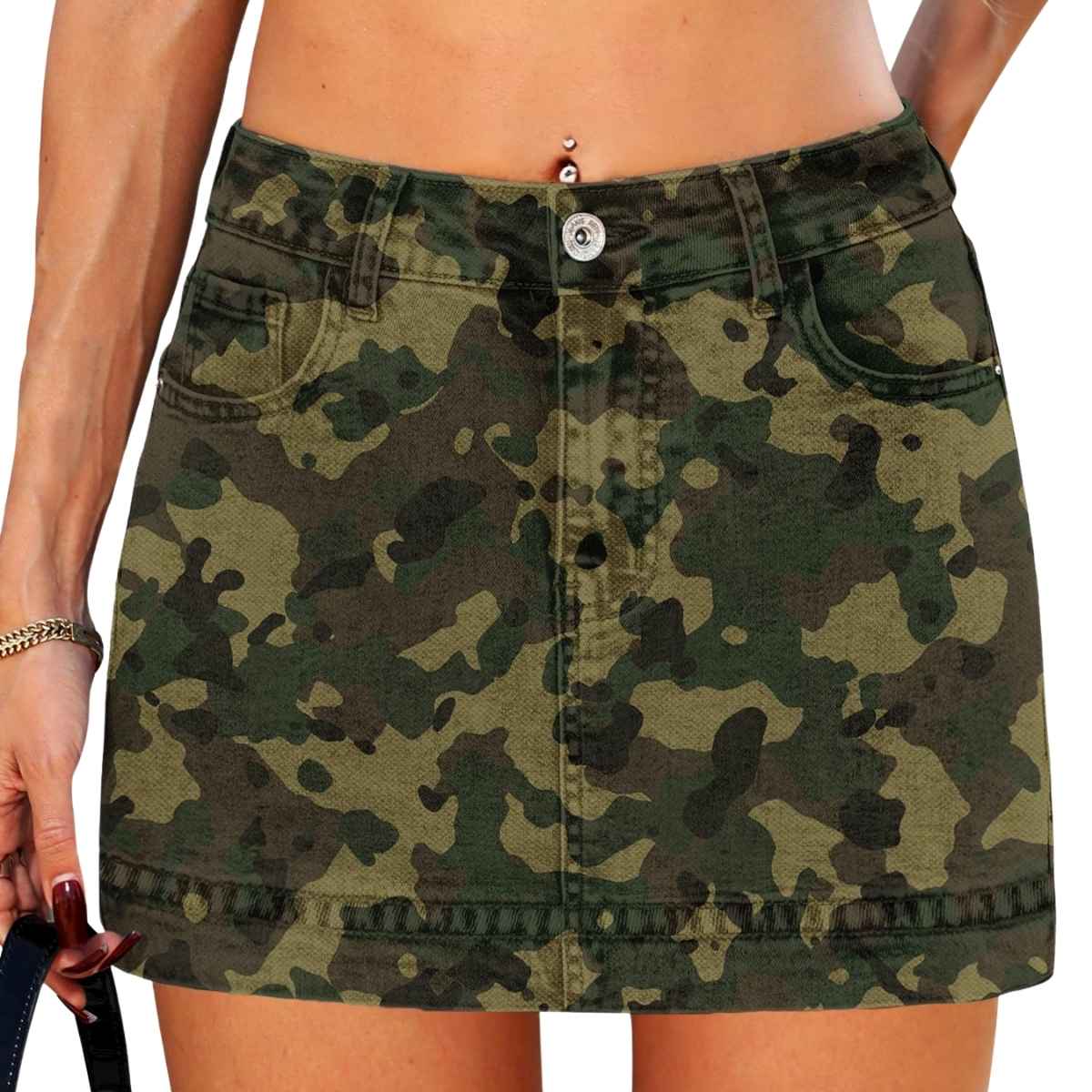 Women’s Denim Mini Skirt with Built-In Shorts