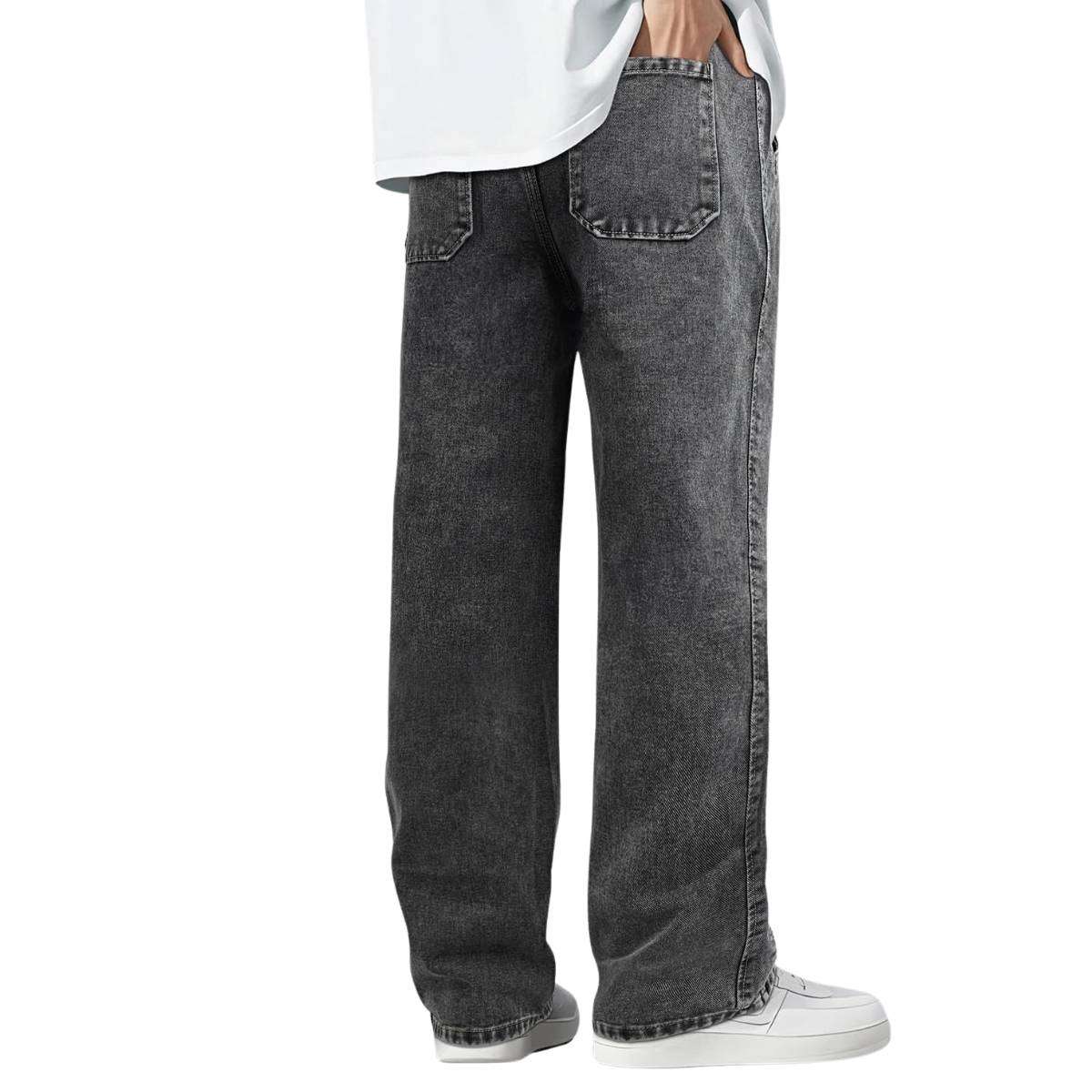 Men’s Drawstring Waist Wide-Leg Baggy Jeans