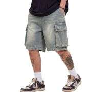 Men’s Vintage Y2K Elastic Back Waistband Baggy Denim Shorts