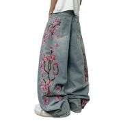 Men’s Y2K Hip Hop Embroidered Baggy Wide Leg Jeans