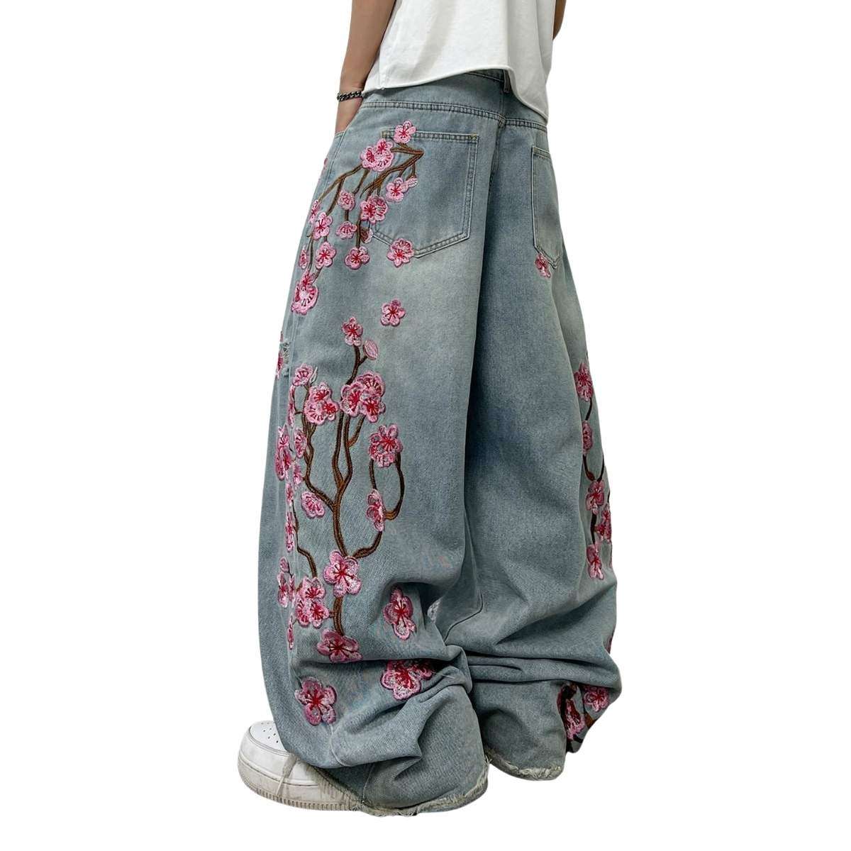 Men’s Y2K Hip Hop Embroidered Baggy Wide Leg Jeans
