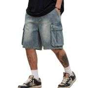 Men’s Vintage Y2K Elastic Back Waistband Baggy Denim Shorts