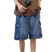 Men’s Vintage Y2K Elastic Back Waistband Baggy Denim Shorts