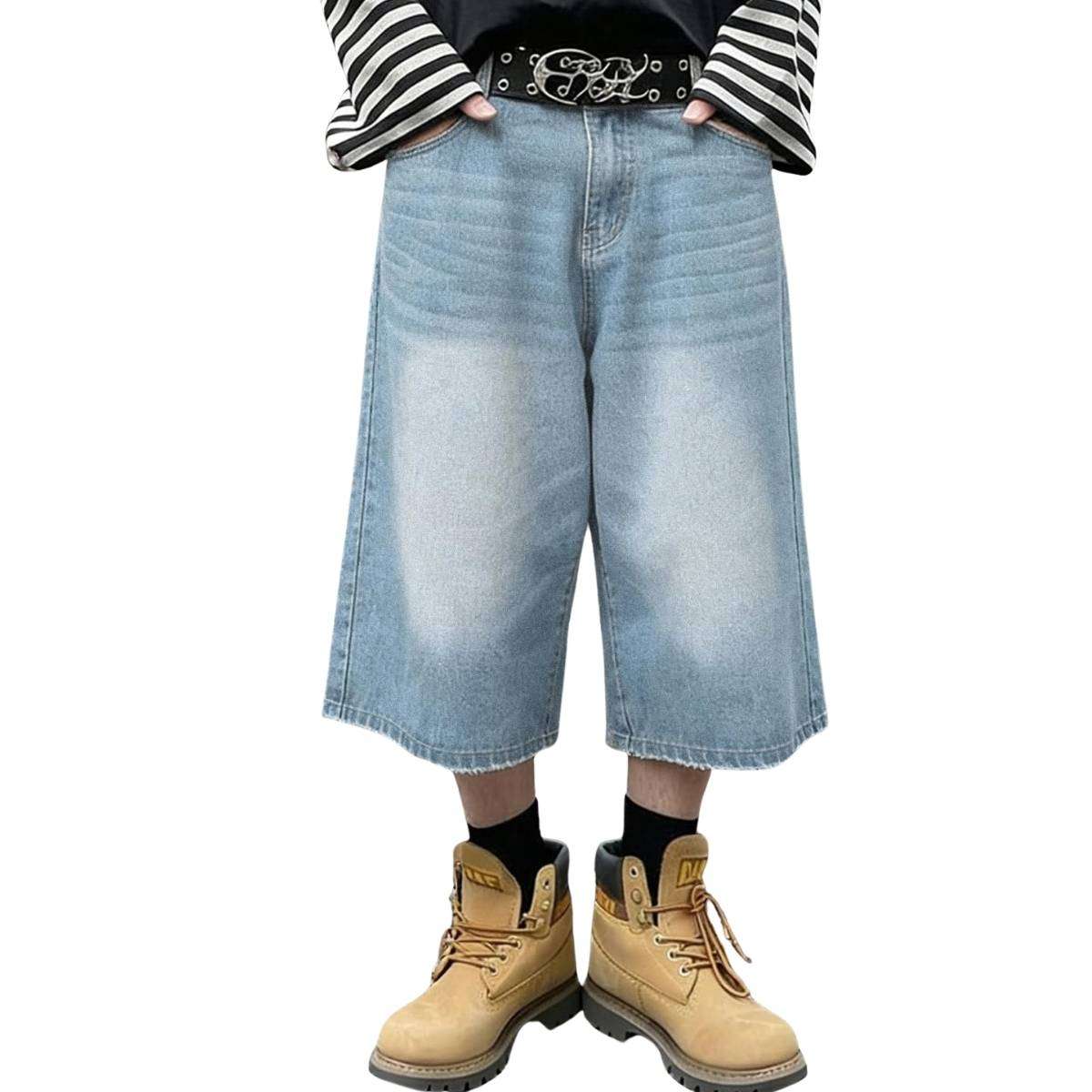 Y2K Loose Fit Wide Leg Denim Shorts