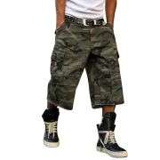 Men’s Flap Pockets Camo Cargo Denim Shorts