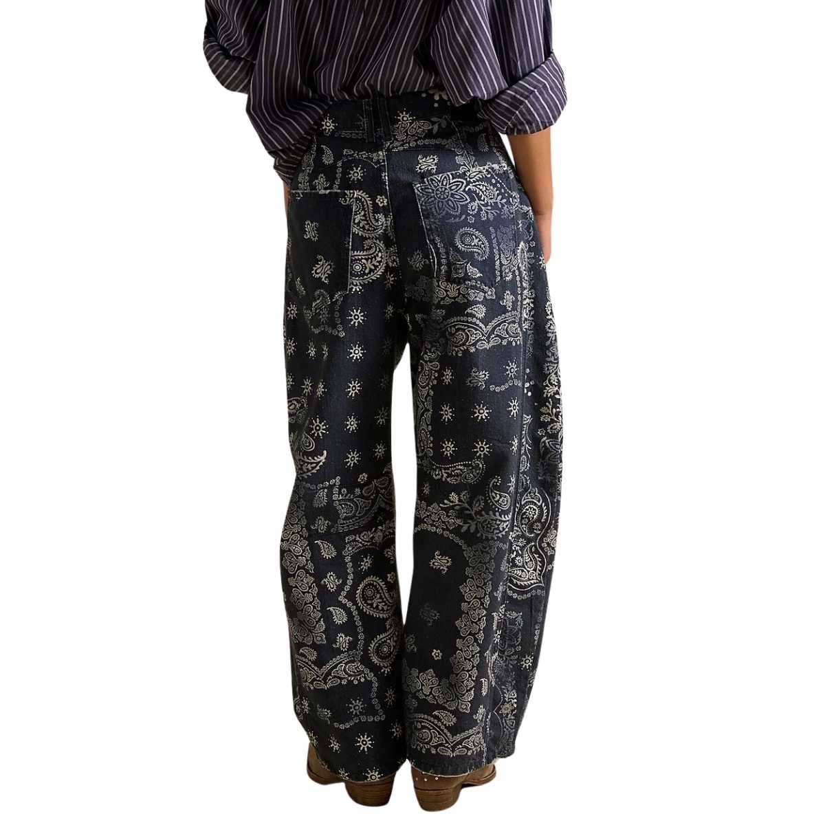 Women’s Floral Print Baggy Barrel Jeans