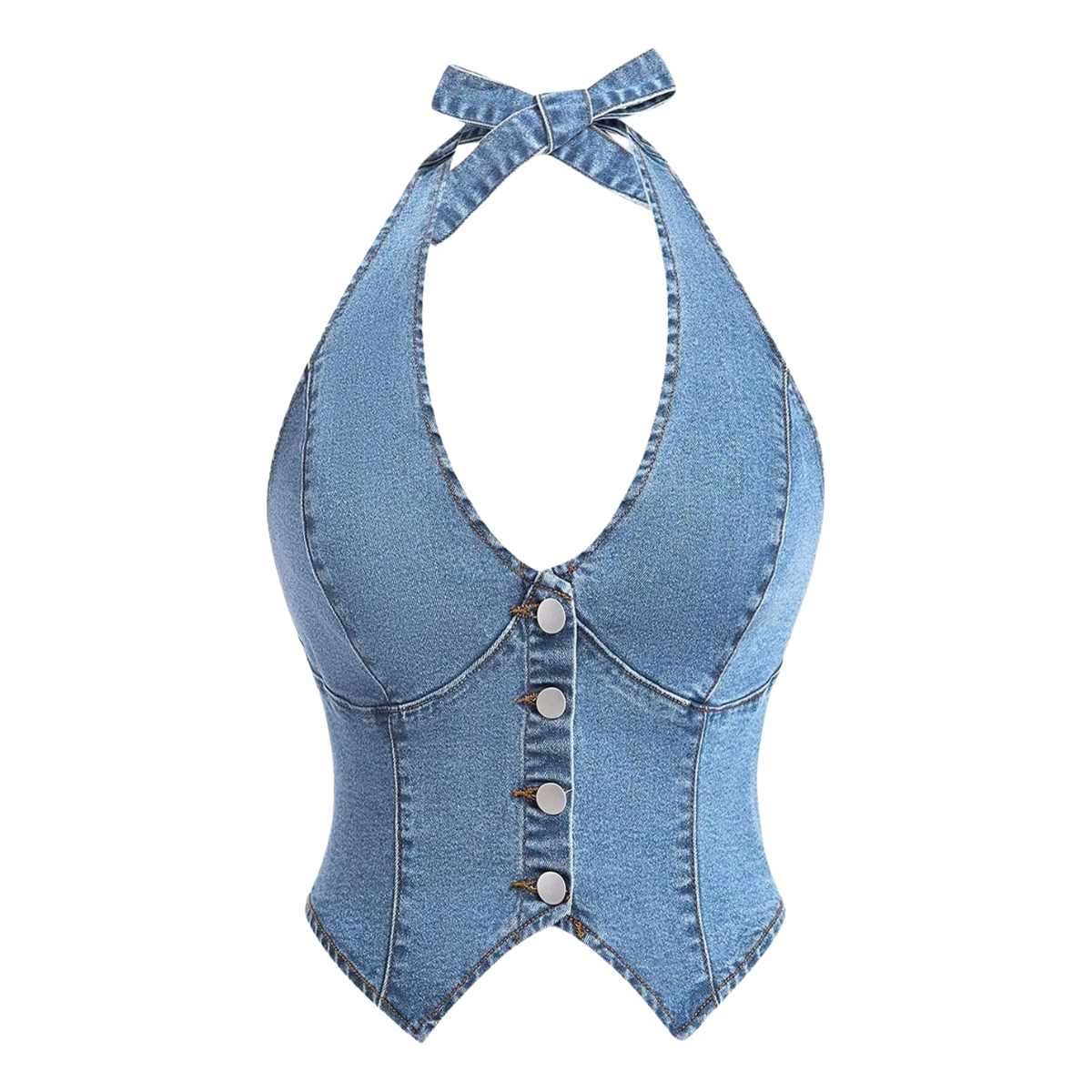 Women’s Y2K Denim Halter Top