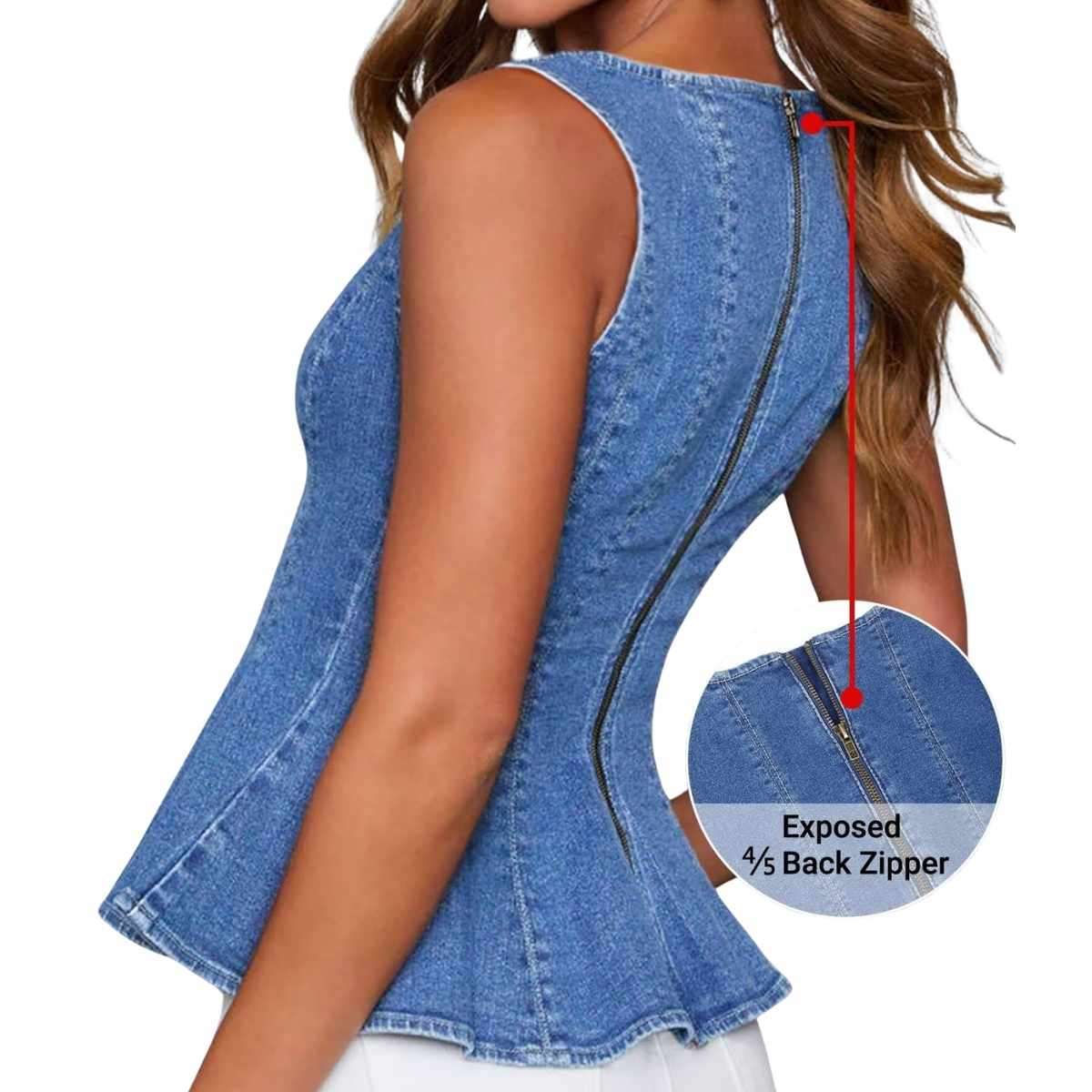 Women’s Denim Peplum Tank Top