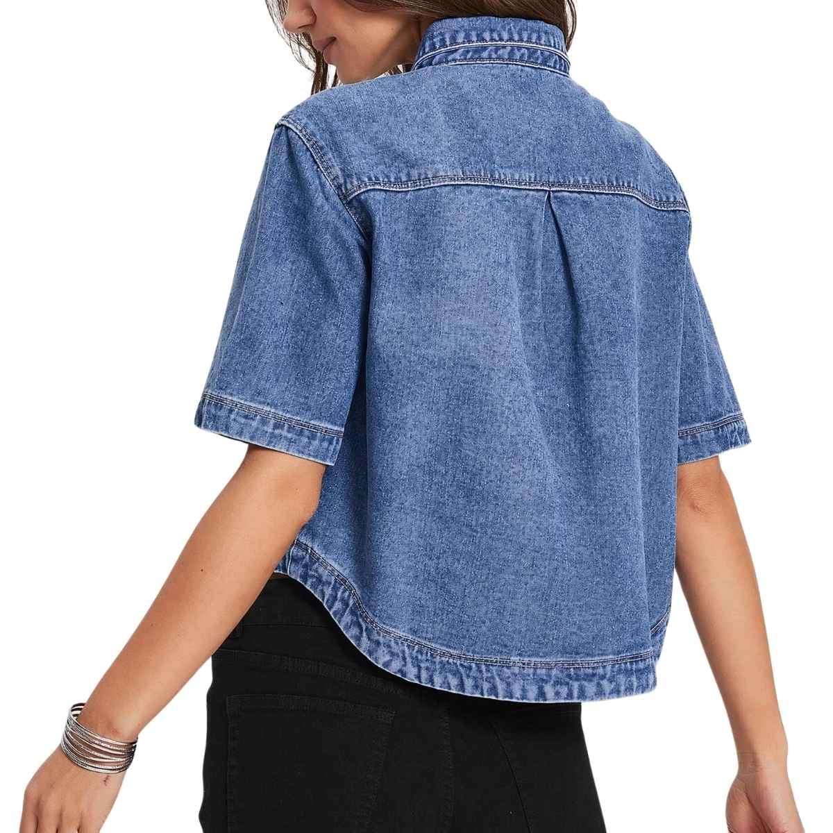 Women’s Casual Short Sleeve Denim Shacket