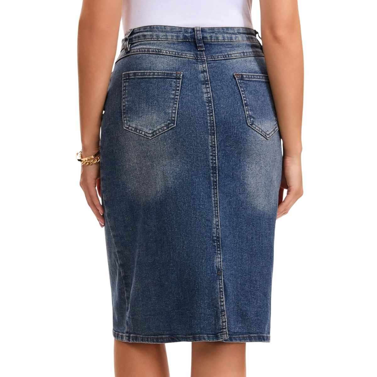 Women’s High Waisted Denim Midi Skirt