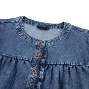 Women’s Button Down Babydoll Denim Ruffle Mini Dress