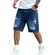 Mid Waist Slant Pockets Baggy Denim Jean Shorts