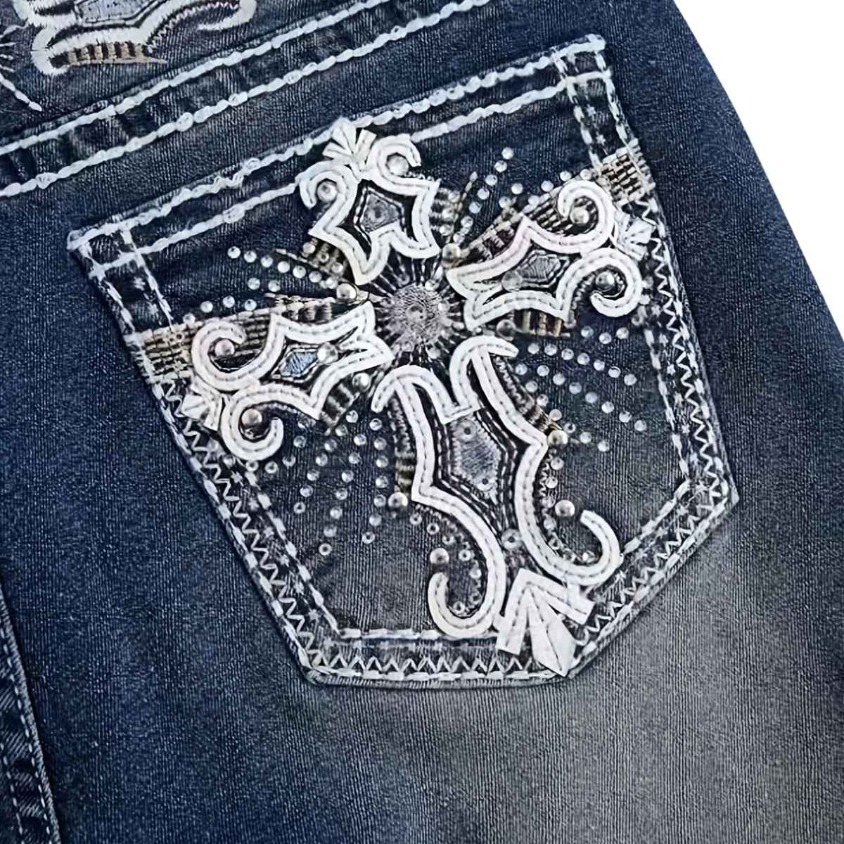 Women’s Embroidered Y2K High Waist Stretchy Flared Jeans