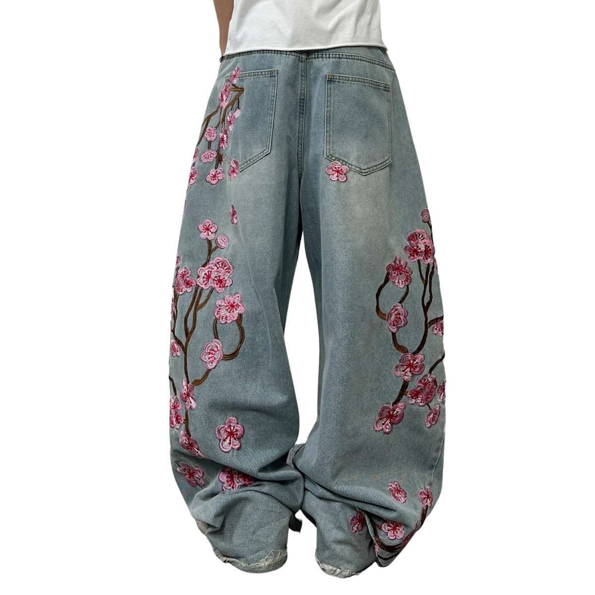 Men’s Y2K Hip Hop Embroidered Baggy Wide Leg Jeans