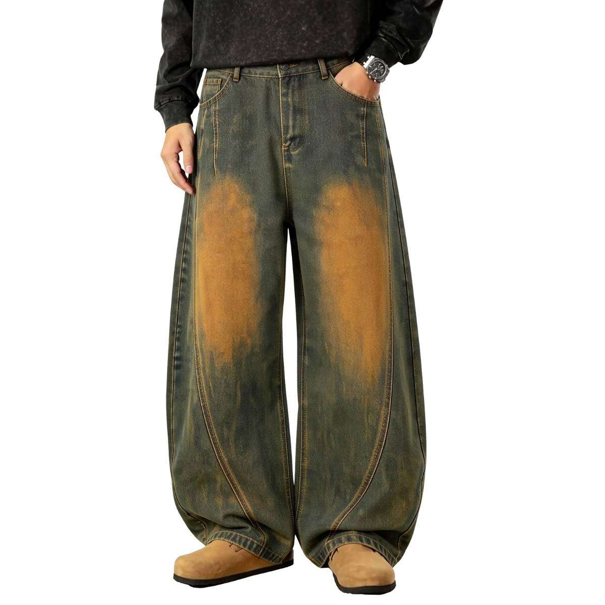 Men’s Y2K Relaxed Fit Wide Leg Skater Streetwear Barrel Baggy Jeans