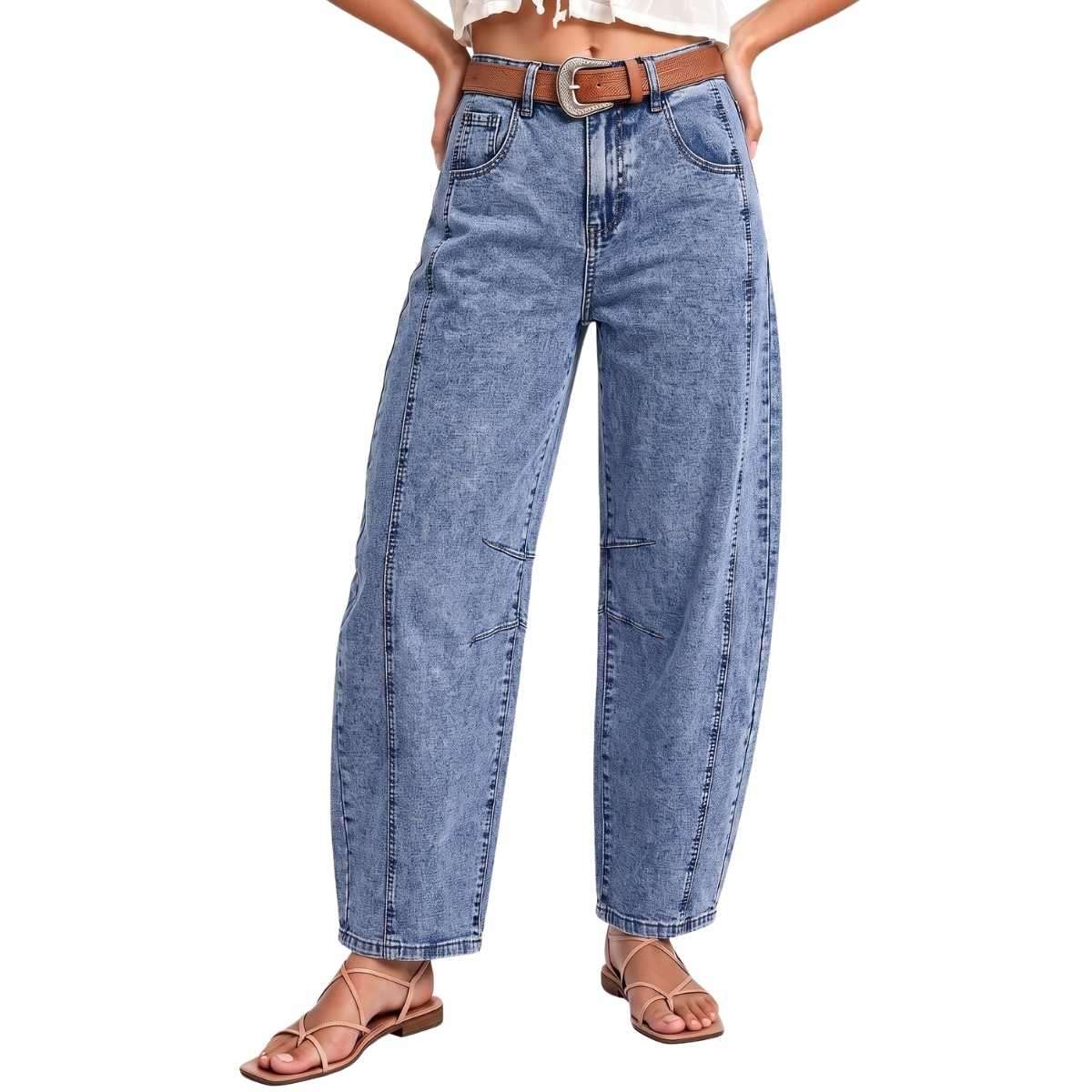 High Waisted Barrel Leg Jeans