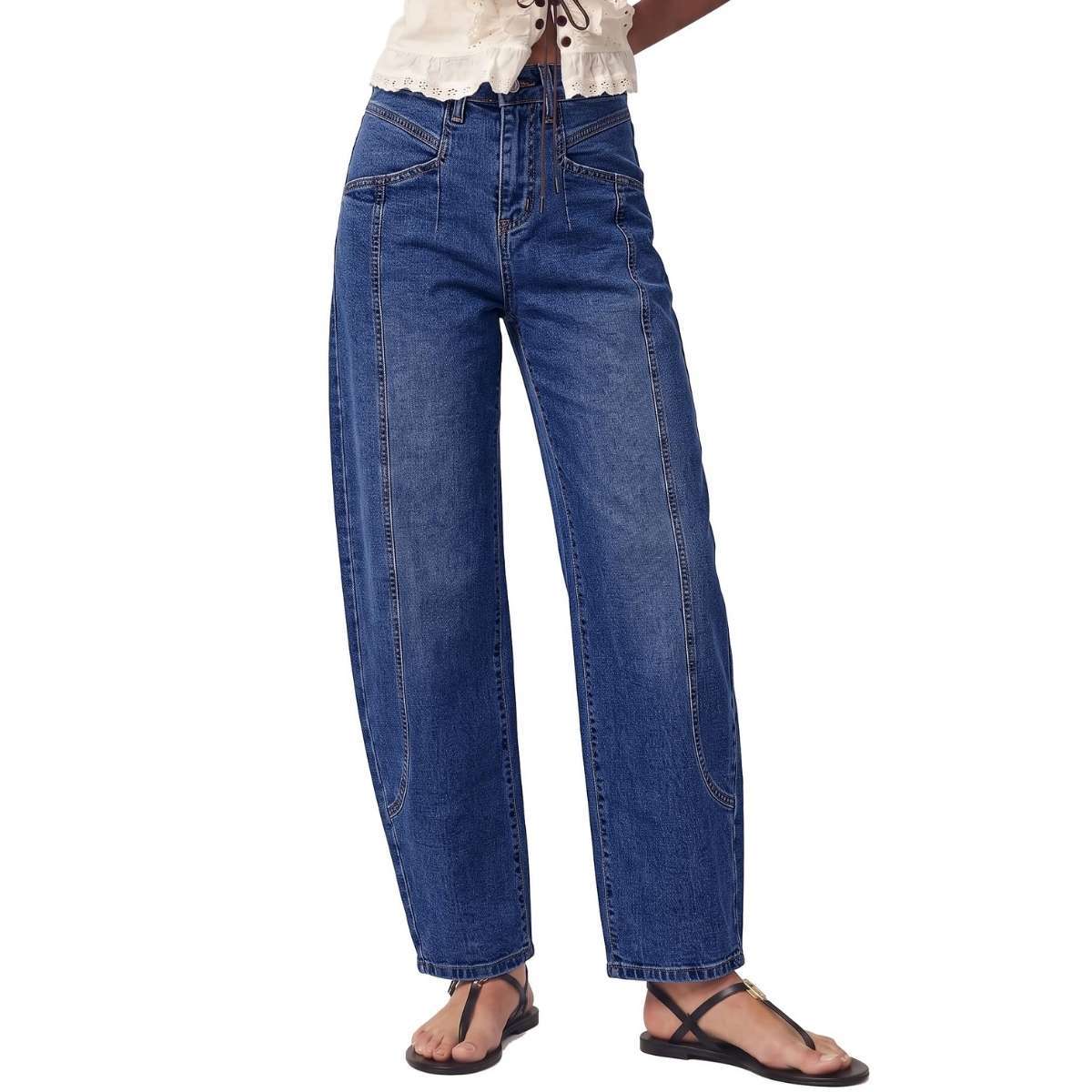 Relaxed Fit High Waisted Barrel Jeans