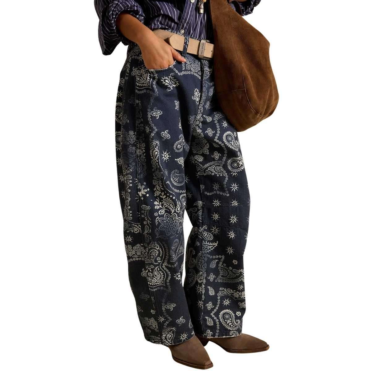 Women’s Floral Print Baggy Barrel Jeans