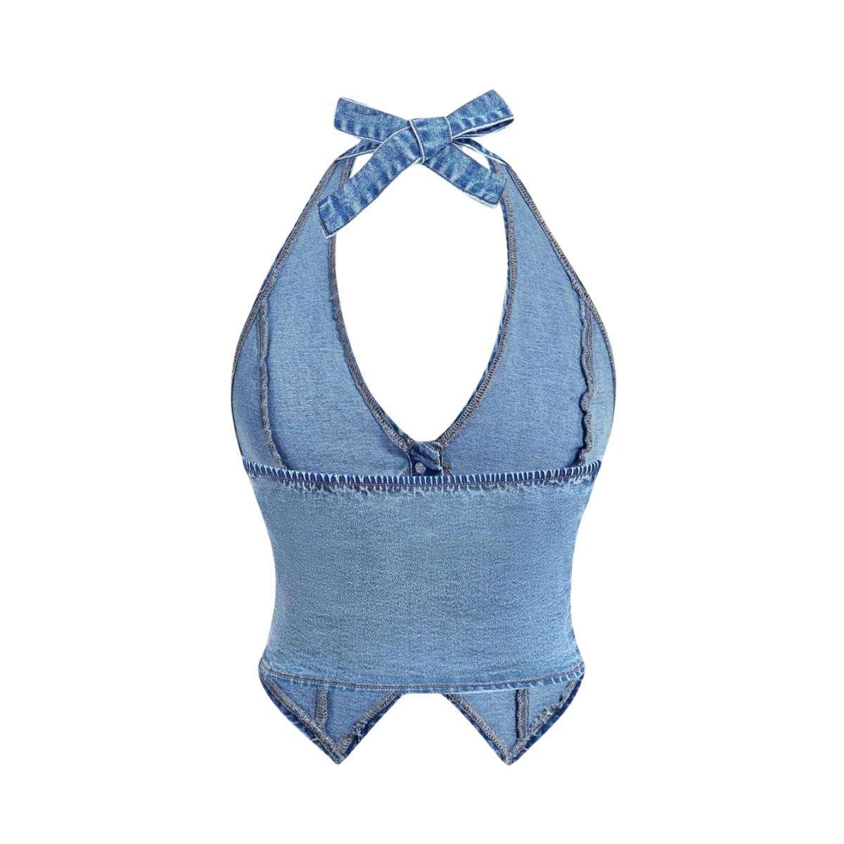 Women’s Y2K Denim Halter Top