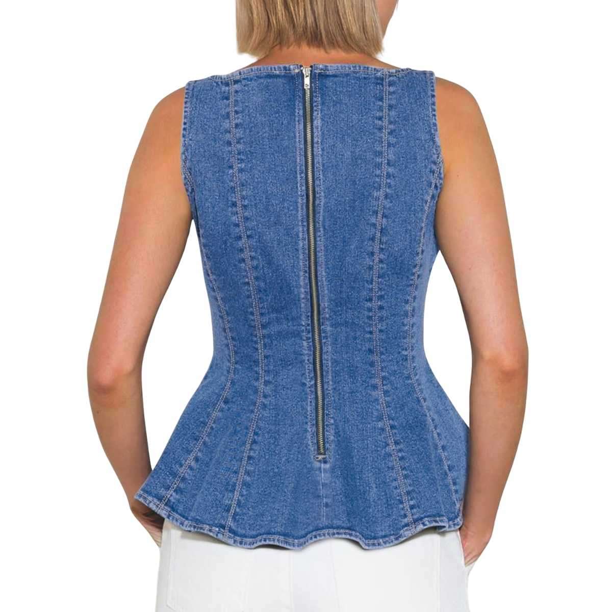 Women’s Denim Peplum Tank Top