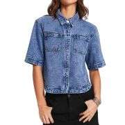 Women’s Casual Short Sleeve Denim Shacket