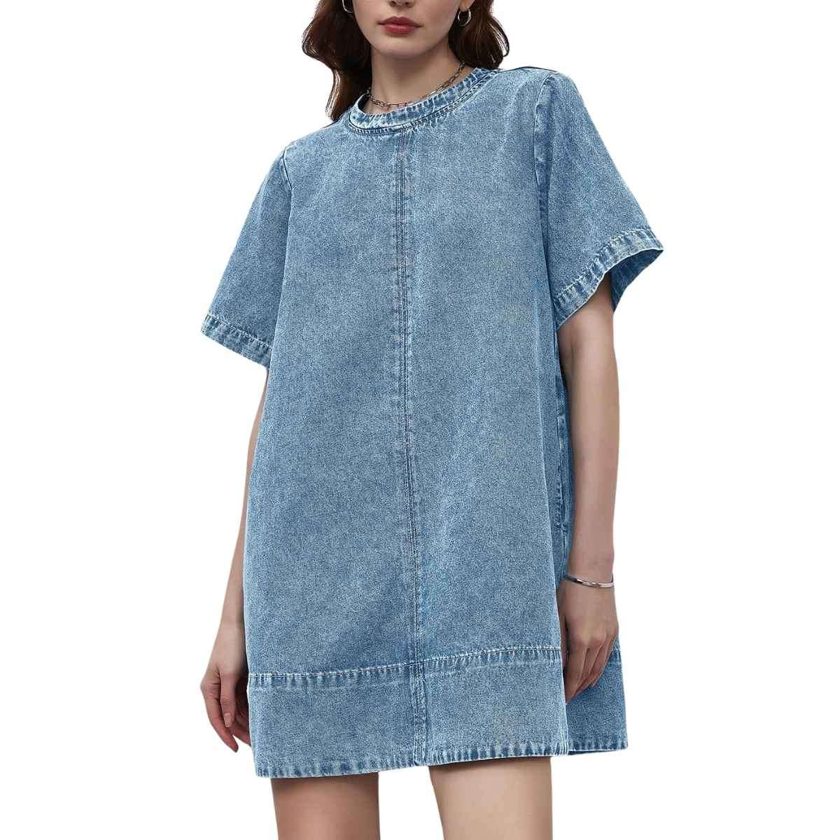 Women’s Summer Pockets Denim Mini Dress