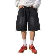 Men’s Vintage Y2K Elastic Back Waistband Baggy Denim Shorts